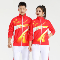 京嘉(JINGJIA)7字形运动套装春秋男长袖团体服健步团购运动服 XXL 红色