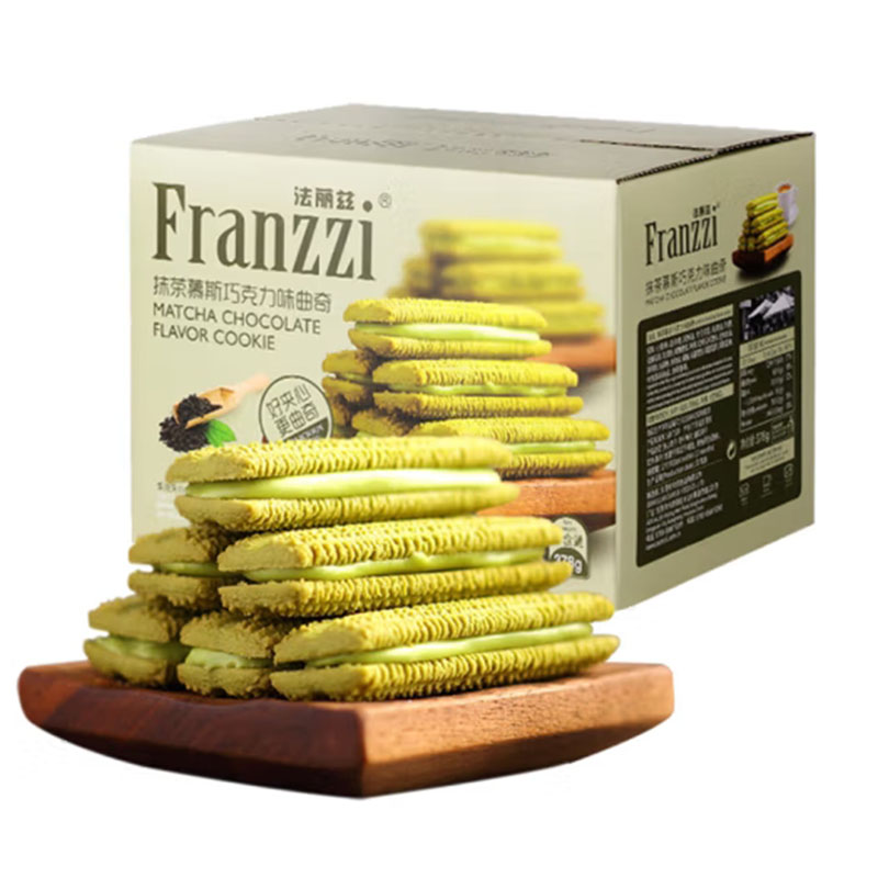 法丽兹(Franzzi)/曲奇饼干夹心378g盒装休闲零食小吃下午茶点心多种口味盒装 抹茶慕斯巧克力味曲奇 378g