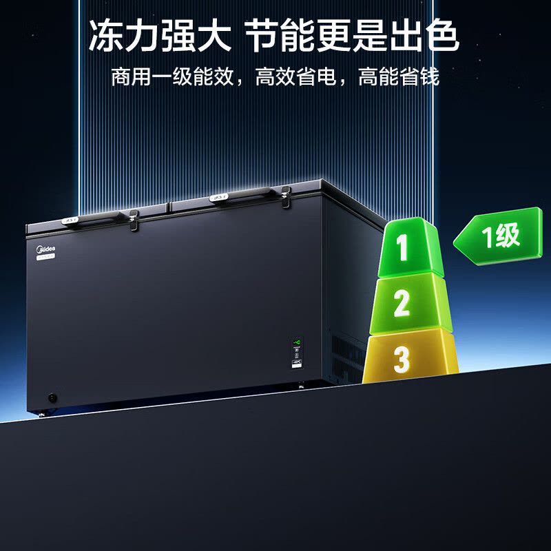 美的冰箱519大容量冰柜家用商用卧式大冷柜保鲜冷藏冷冻冰箱BD/BC-519DKEM 耀目蓝图片