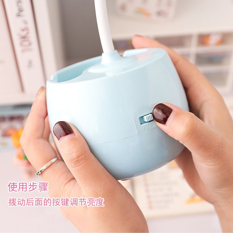 [灯头款]仅插电使用无赠品 1200毫安+送贴纸 少女心LED充电台灯卧室ins花朵护眼学习灯学生宿舍床头专用小夜灯