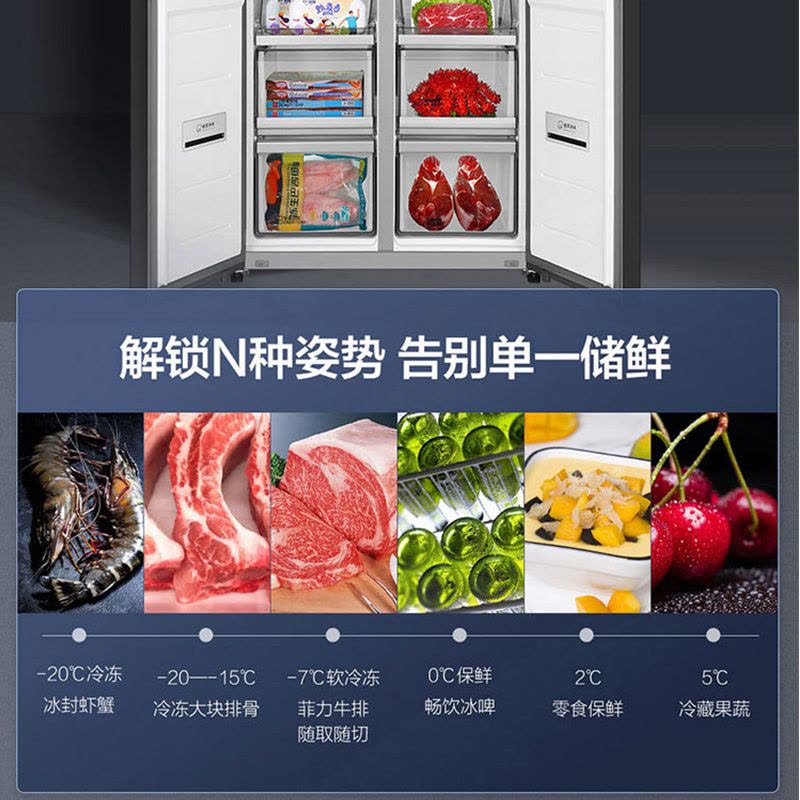 海尔(Haier)552升十字门超薄冰箱 零距离嵌入 全空间保鲜 干湿分储 BCD-552WGHTD14SGU1图片
