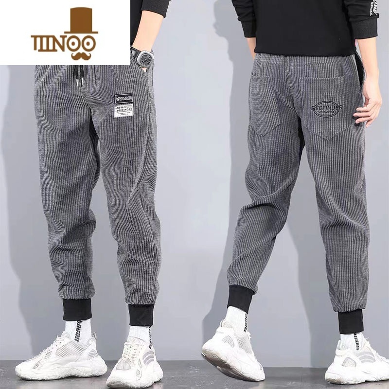 YANXU灯芯绒裤子男士新款潮流运动裤ins潮牌个性宽松束脚休闲卫裤高清大图