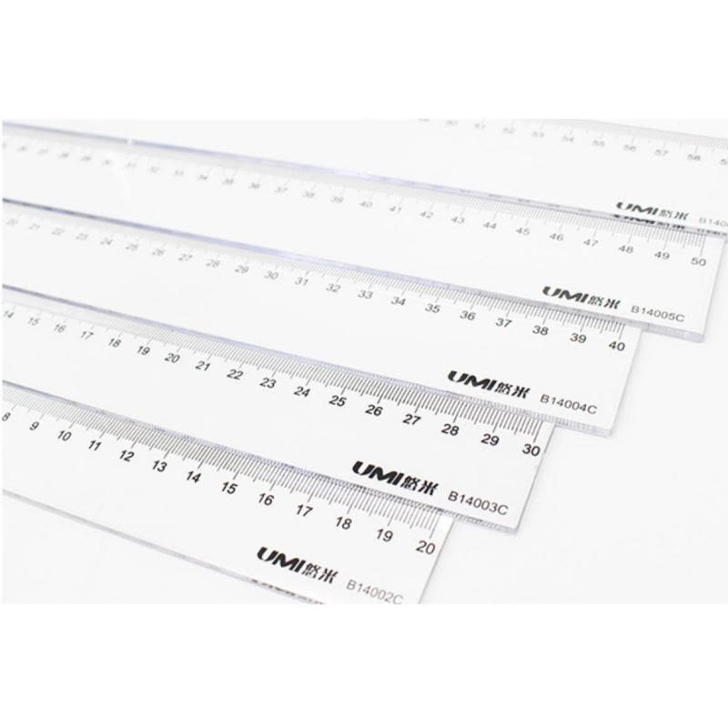 悠米 透明塑料直尺 50cm B14005C 3把装图片