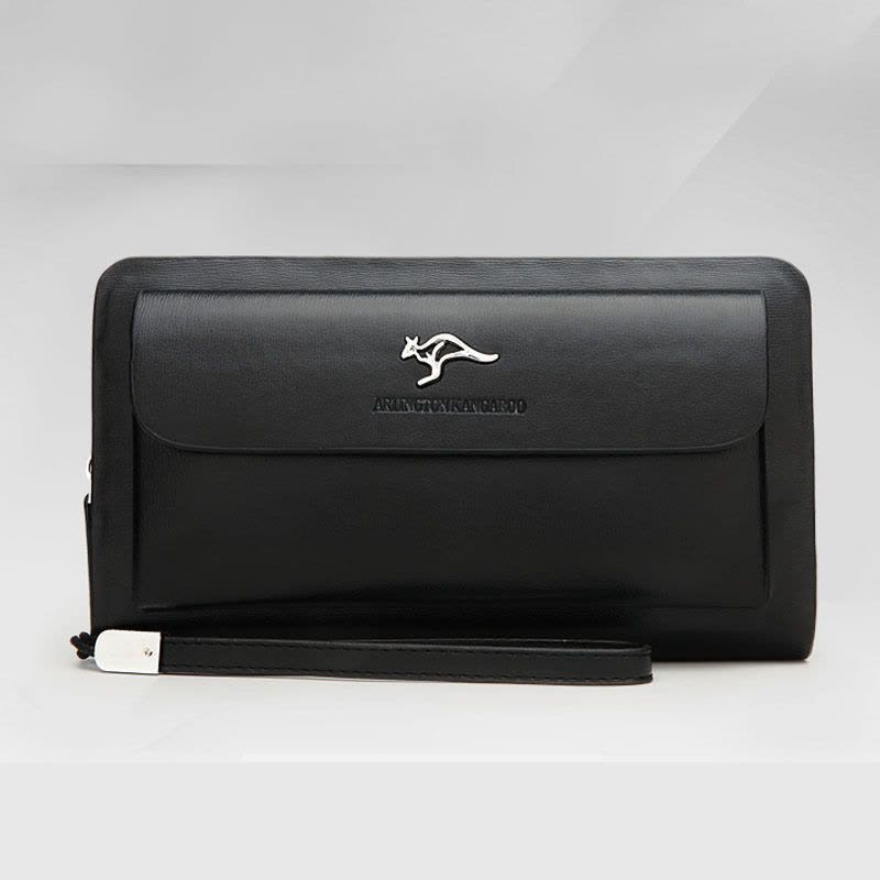 MKJ欧美时尚男士新款包盖式商务手拿包休闲双拉链大容量长款钱包可直放百元大钞图片