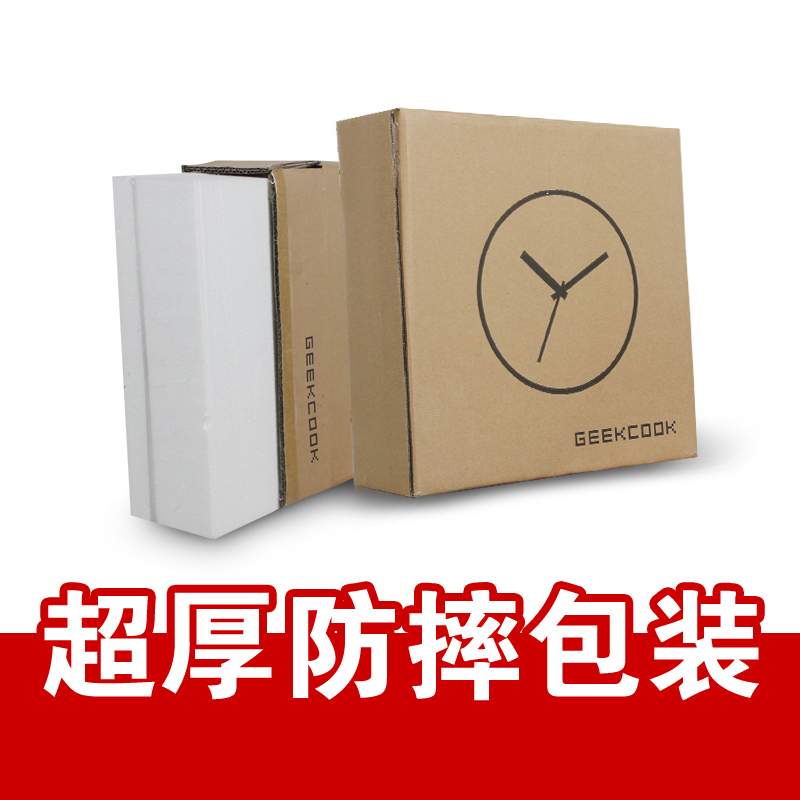 极客库(GEEKCOOK)12英寸石英钟表圆形创意时尚装饰挂钟客厅办公木质挂表时钟GK100058/GK100059高清大图