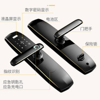 指纹锁智能密码锁家用防盗门锁刷卡锁感应锁电子锁滑盖门锁通用型 古铜黑