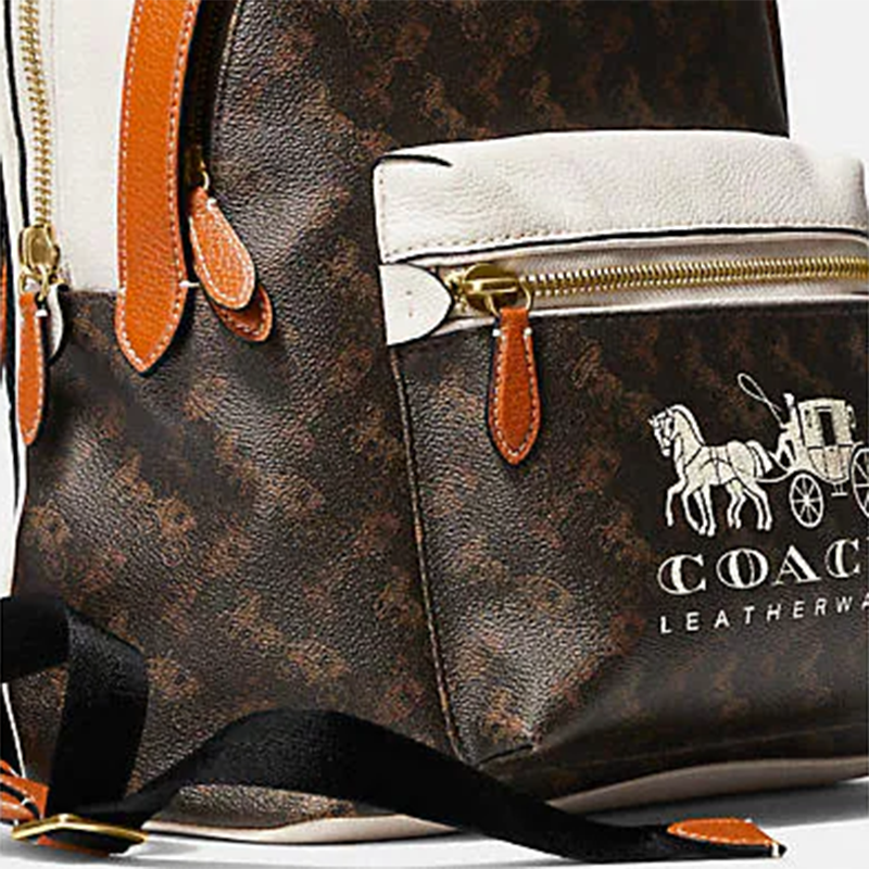 coach蔻驰女包精致鹅软石皮革经典印花涂层帆布马车印花包机背包女士