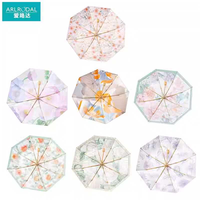 爱路达 8骨三折彩胶折叠伞AL34T/把高清大图