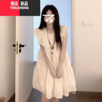 YIBUSHENG白色小飞袖连衣裙子女季2024新款小个子温柔风宽松显瘦a字短裙