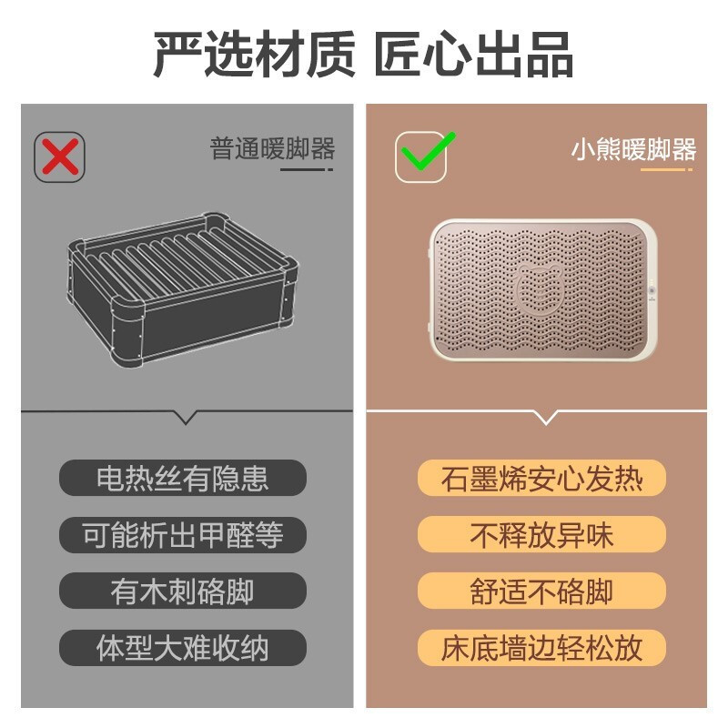 小熊(bear) 取暖器 家用暖脚器暖脚宝 石墨烯加热红远外线热敷理疗暖脚器电暖器 DNQ-A02X1