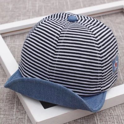 婴儿帽子春秋鸭舌帽6-12个月男童薄款幼儿帽1-2岁女宝宝棒球帽夏 条纹黑标 3-12个月[头围39-46cm]