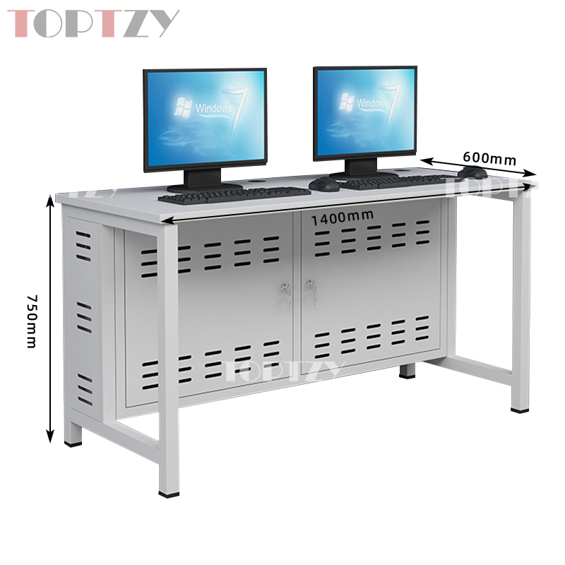 TOPTZY 钢架电脑桌培训桌机房电脑桌学习桌课桌 双人位B款