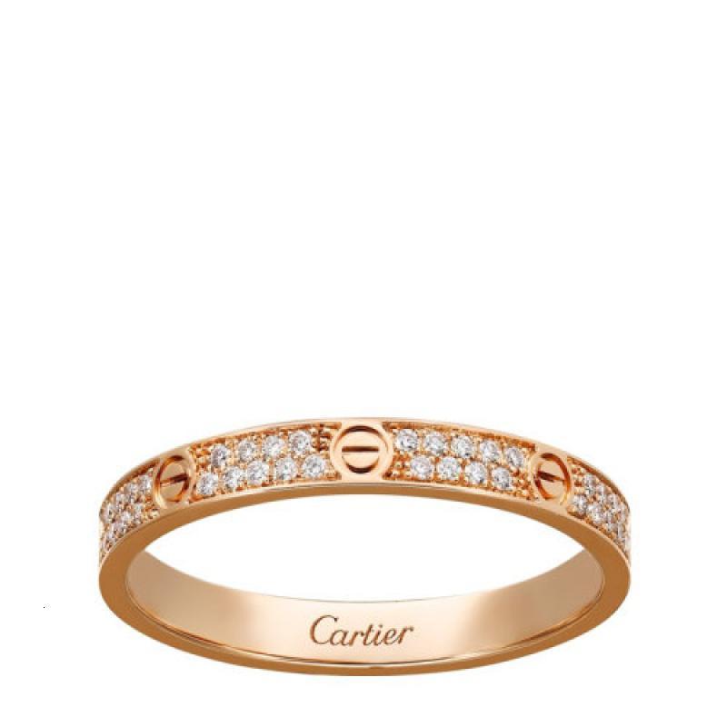 cartier/卡地亚 经典款love 18k金玫瑰金钻石戒指 镶嵌72颗钻石 小号
