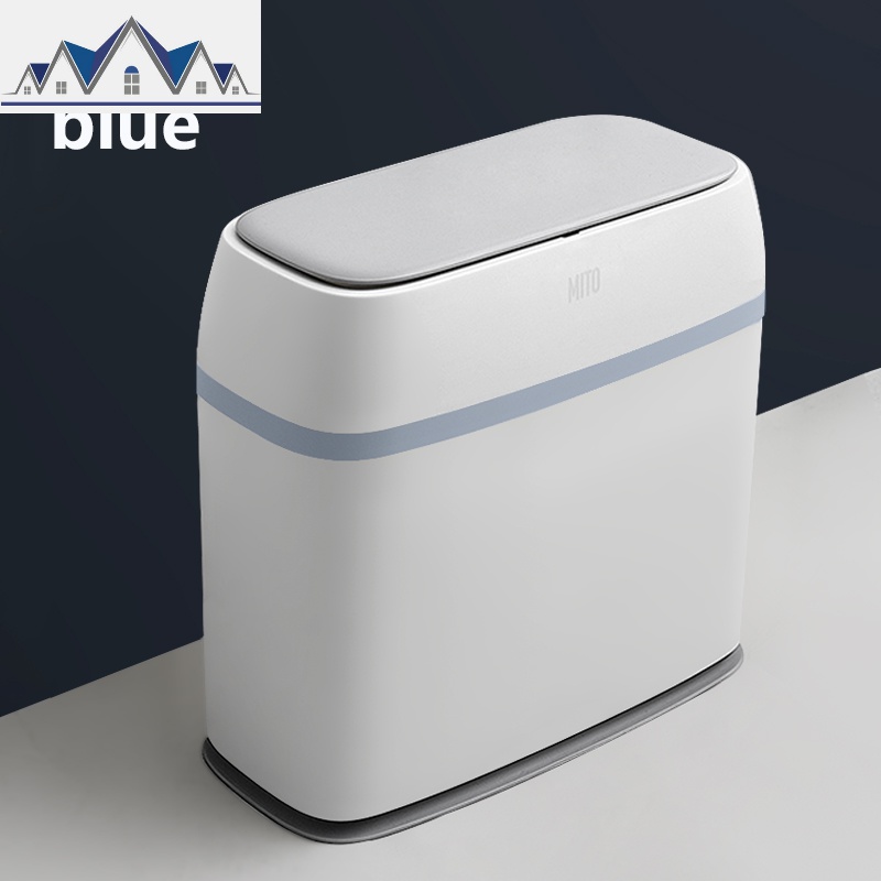 厕所桶分类垃圾桶家用带盖家用客厅创意厨房浴室卫生间按压式纸篓_484_153 北欧蓝