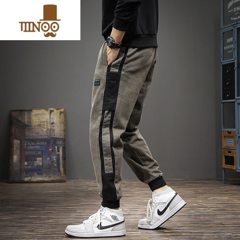 YANXU春季美式潮牌束脚休闲裤男宽松长裤大码加肥加大松紧腰哈伦裤高清大图