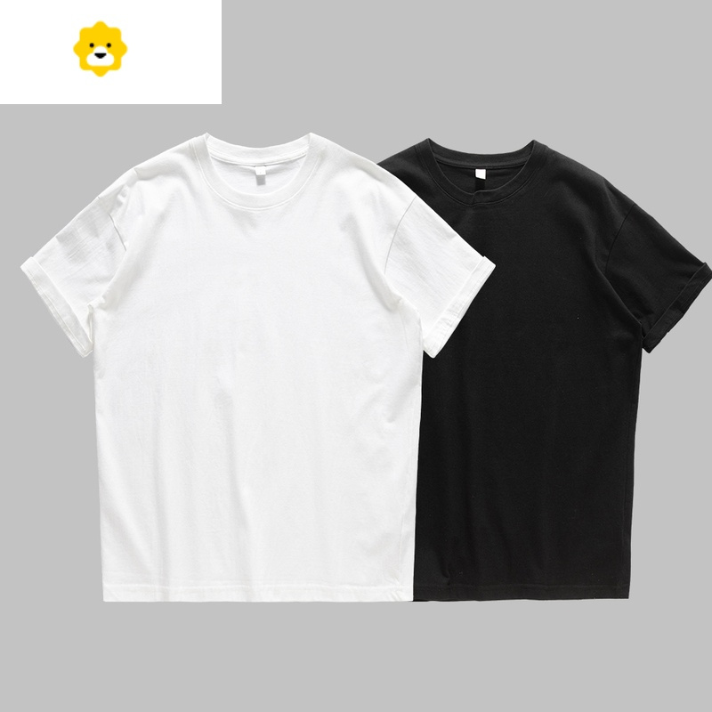 fishbasket美式220g短袖t恤男圆领宽松男纯白色打底衫男士季半袖