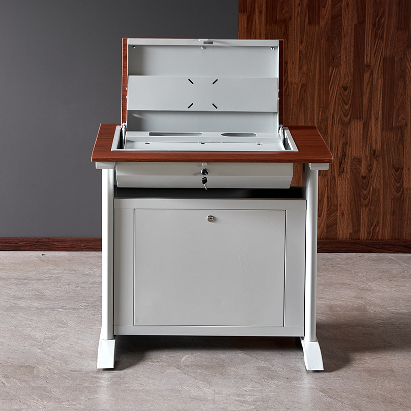 臻远ZY4012404隐藏式翻转电脑桌培训桌教室机房多媒体学习桌办公桌A款单人位高清大图