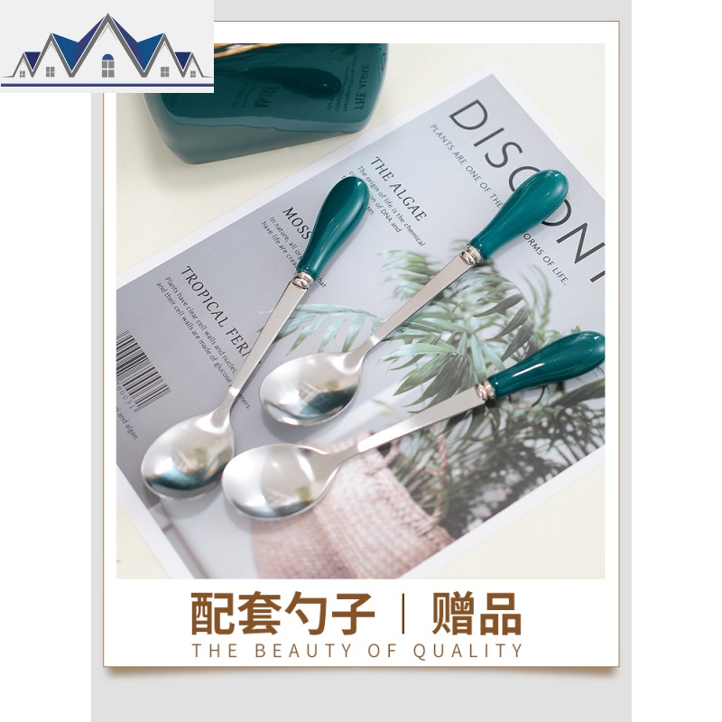 厨房用品调味罐套装组合装调料罐子陶瓷北欧轻奢收纳调料盒祖母绿 三维工匠收纳盒高清大图