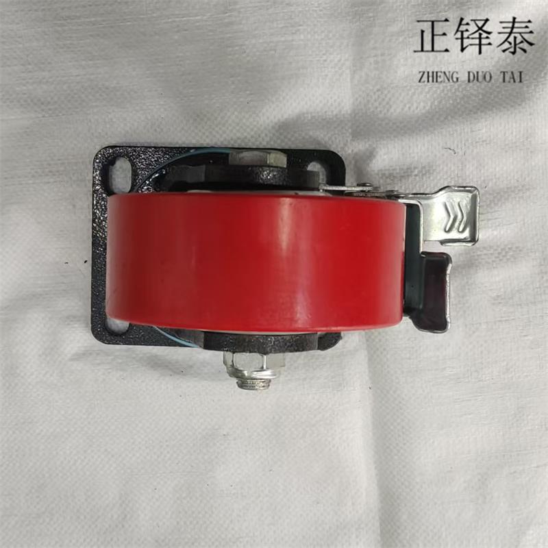 正铎泰 重型铁芯聚氨酯轮 刹车万向轮5寸125mm /个高清大图