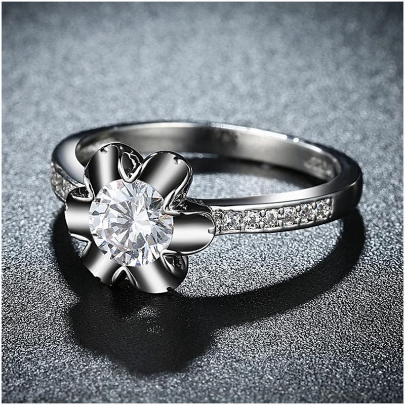 R840-CCouple Love Gold Rings铂金订婚戒指男女钻石情侣简约日韩送女朋友七夕情人节礼物
