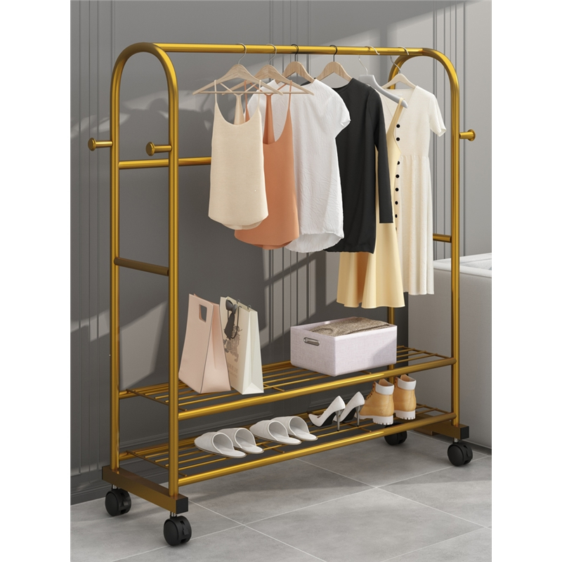 晾衣架古达落地卧室家用凉衣杆折叠挂衣架室内简易收纳阳台晒衣服架子