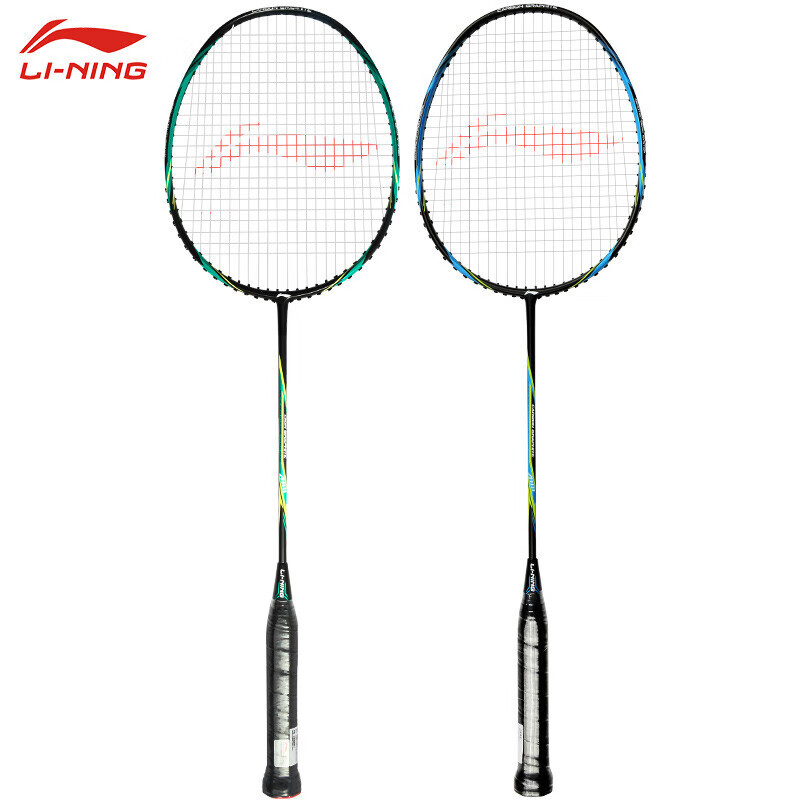 李宁(LI-NING)羽毛球全碳素A1111训练对拍AYPR202-3蓝绿(已穿线含拍套球手胶)