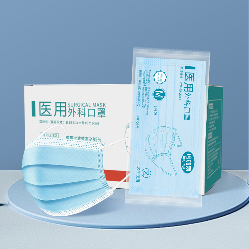 [夏季薄款]医用外科无菌口罩医疗三层防护轻薄透气防尘医生防病菌独立包装