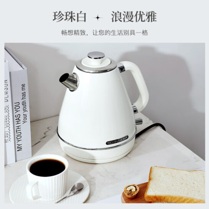 施耐德复古电热水壶不锈钢304英国STRIX温控自动断电1.8L SWK-XS01W高清大图