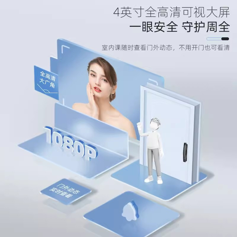 小凯X5 PRO MAX智能锁 3D人脸识别 可视猫眼指纹锁家用防盗门锁 全自动电子锁密码锁 APP远程智控