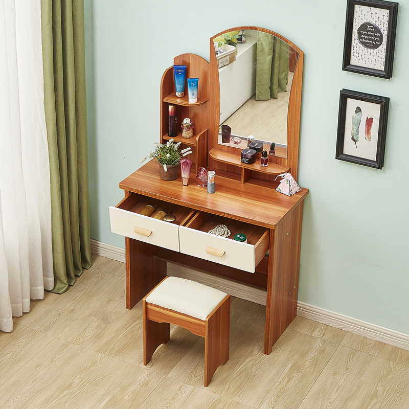 唐臻经济小户型简约现代梳妆台卧室收纳迷你50简易板式化妆桌60厘米