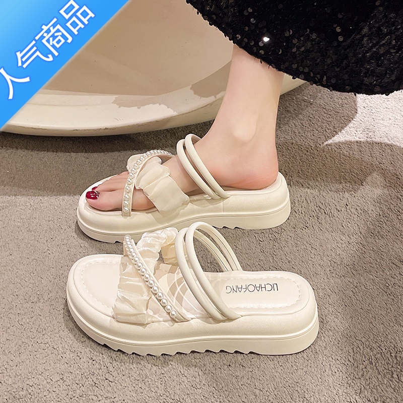 SUNTEK踩屎感凉鞋女夏季2023新款仙女风凉鞋配裙子松糕跟两穿软女2U款高清大图