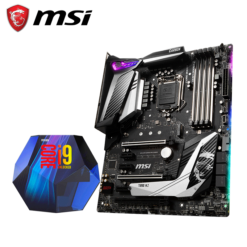 微星MSI Z390搭英特尔i9 9900KF台式电脑游戏主板CPU套装9900K旗舰店高清大图