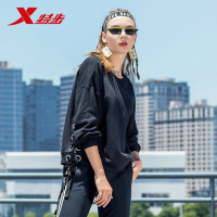 特步女运动卫衣正品2018秋季新款轻便潮流针织套头衫882328059035