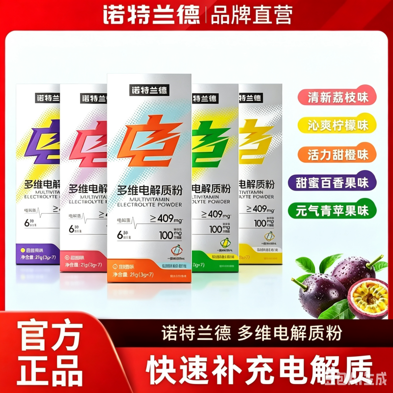 诺特兰德 电解质水冲剂运动健身饮料粉维生素饮料 电解质粉味道随机草果百香果柠檬甜橙荔枝6盒