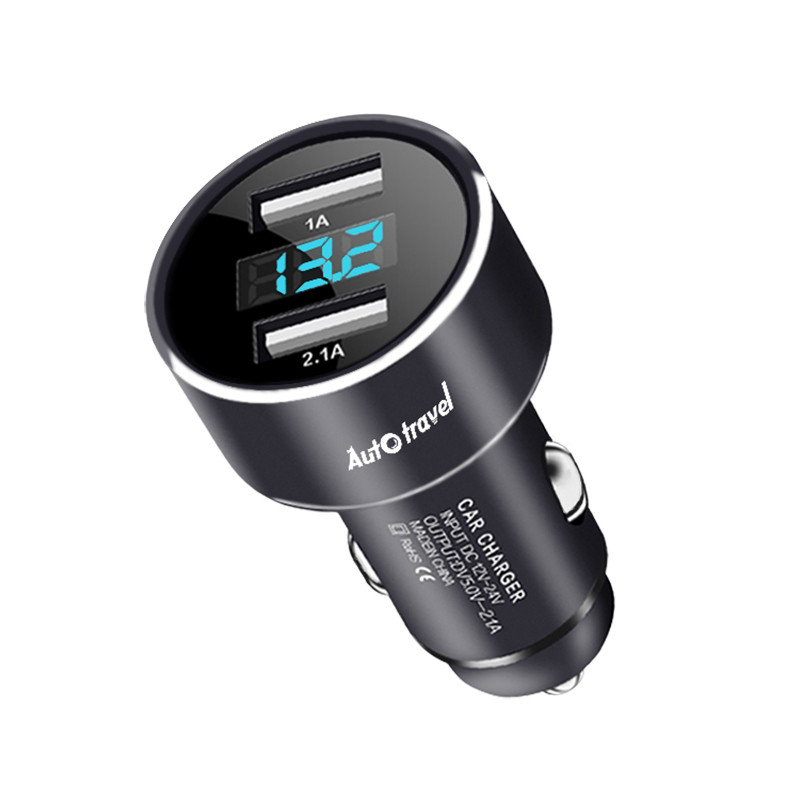 美旅(AMERICAN TOURISTER) 金属双USB数显车充 AT-5003 3.2*3.2*6.5cm高清大图