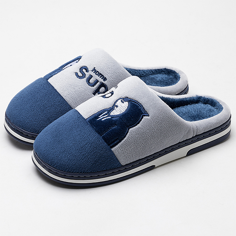 ideamini棉拖鞋男款室内保暖家用季潮流舒适加绒居家地板软底拖鞋男士