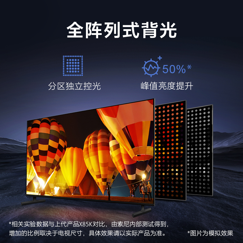 索尼(SONY)KD-75X85L 75英寸 大屏4K 120Hz 全阵列式背光超高清HDR 安卓智能全面屏液晶电视机高清大图