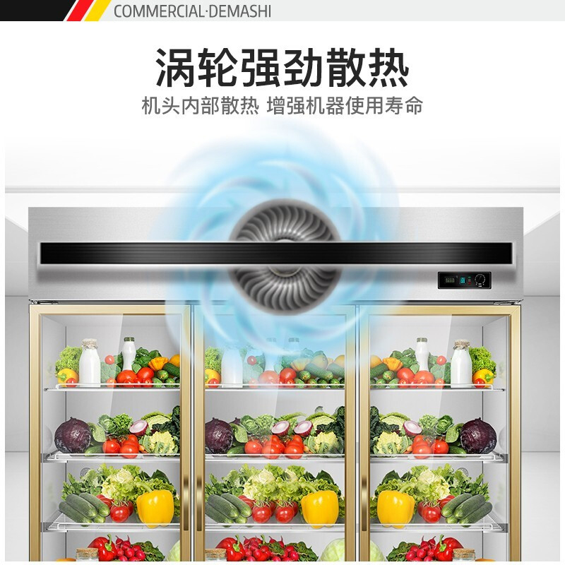 德玛仕立式冷冻保鲜柜 厨房冰箱电冰柜大容量高身雪柜 三门全玻璃玻璃展示柜(全冷藏) 双温冰柜
