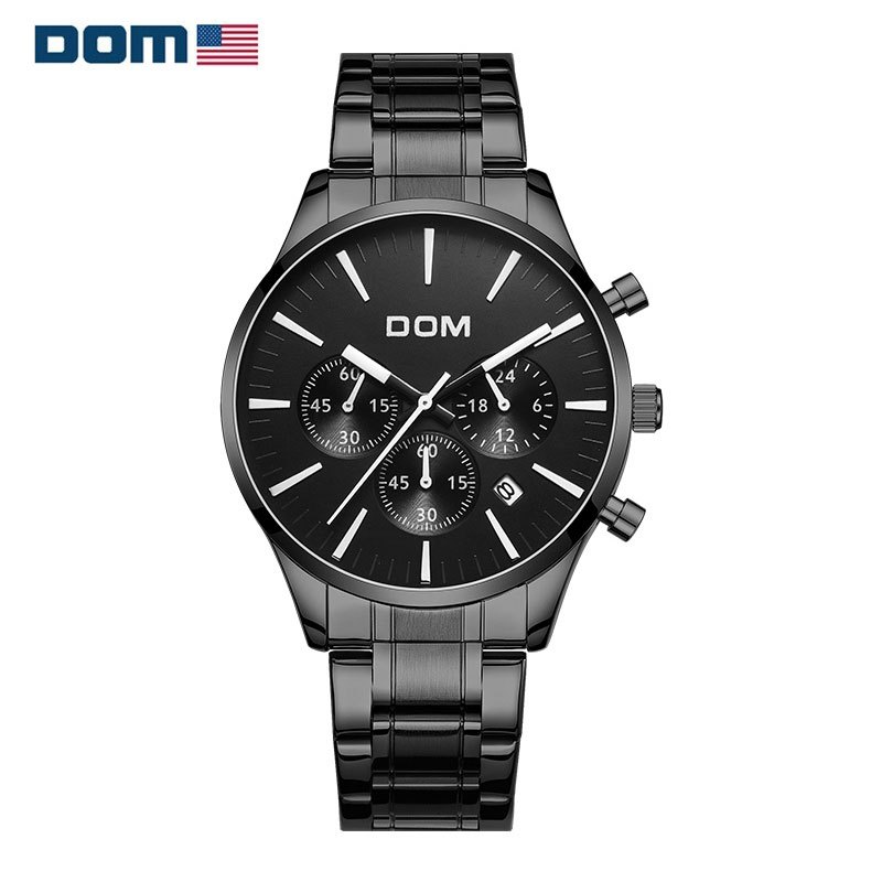 美国dom多姆品牌手表男三眼多功能小表盘男士腕表简约时尚m635bk