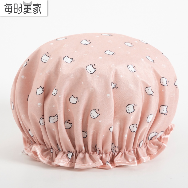 浴帽防水成人女款淋浴洗澡沐浴帽洗头帽可爱头套厨房女士防油烟帽 三维工匠 02#粉色点点高清大图