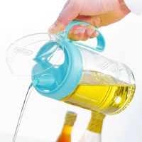 茶花油壶玻璃防漏厨房用品塑料油罐酱油瓶醋瓶醋壶大号油瓶6001 湖蓝色 550ML玻璃瓶身