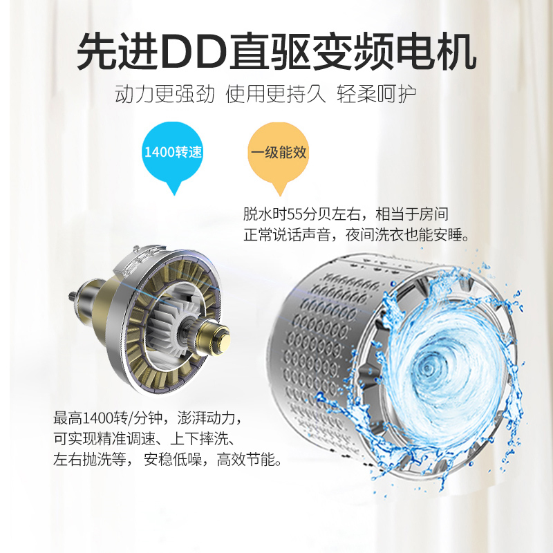 威力(WEILI)10公斤滚筒全自动洗衣机DD直驱变频智能洗涤蒸汽除菌高温筒自洁巴氏除菌 XQG100-1468DDP