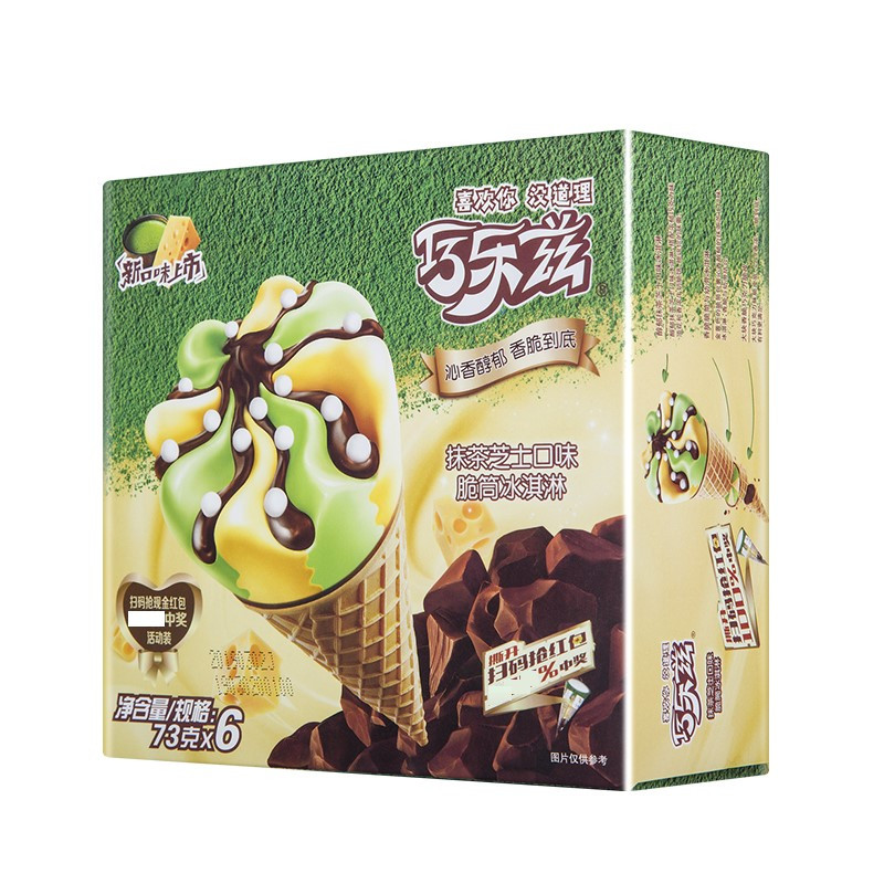 伊利巧乐兹抹茶芝士口味脆筒冰淇淋438g