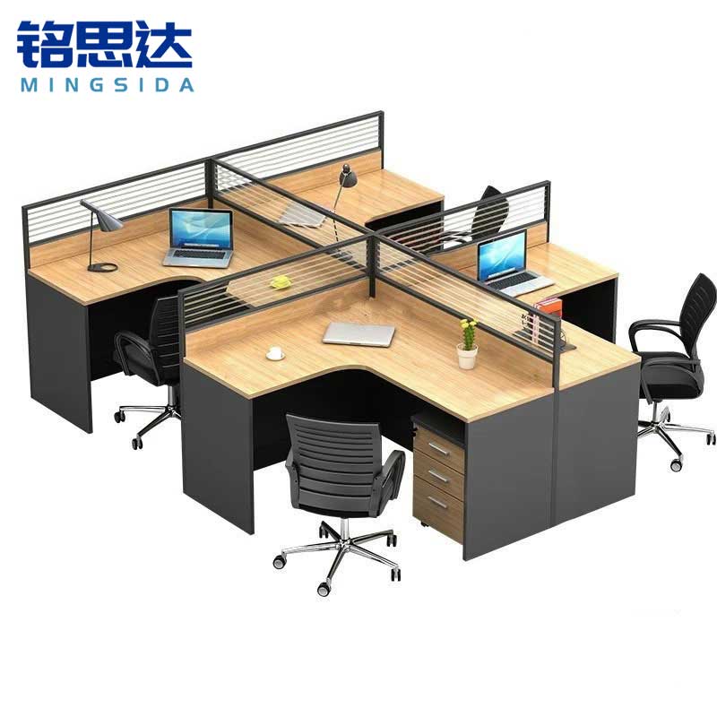 铭思达屏风工位办公桌四人位套高清大图