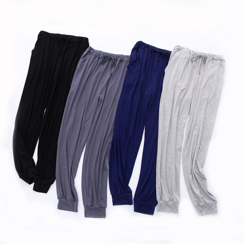 新款休闲家居防蚊裤男成人薄款莫代尔收口长裤纯棉居家服宽松睡裤