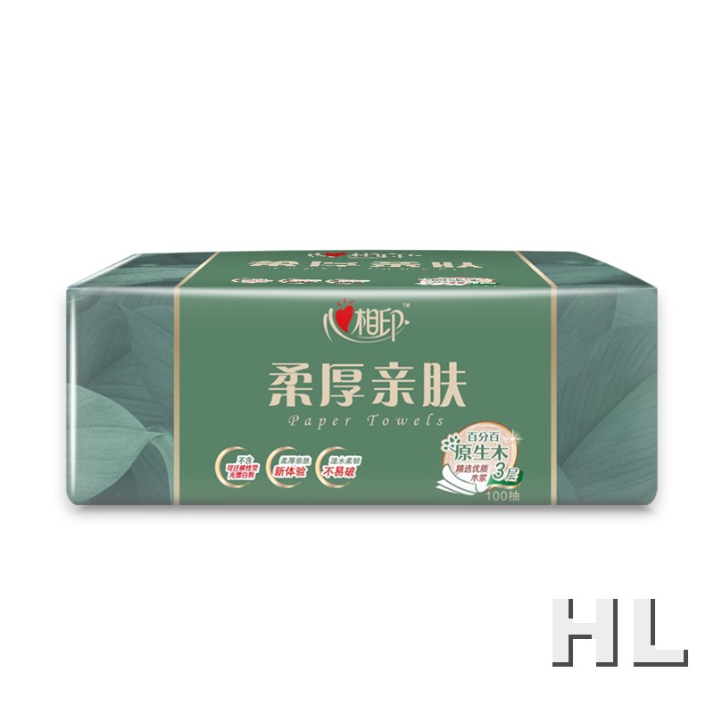 心相印DT100(箱装)柔厚亲肤三层100抽18包塑装纸面高清大图