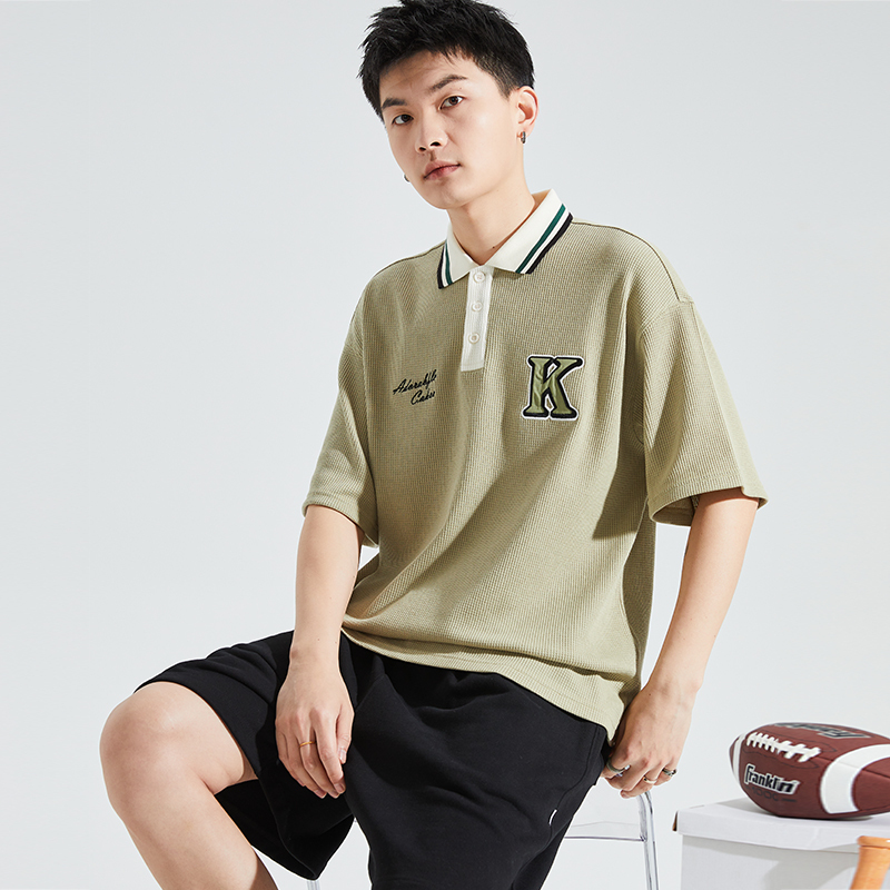 [2.5折价82元]唐狮夏季新款polo衫男士短袖撞色拼接上衣服有带翻领t恤潮牌