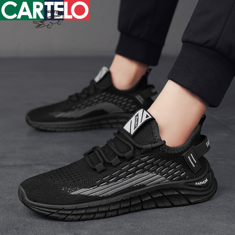 线下专柜同款卡帝乐鳄鱼cartelo新款透气飞织运动鞋潮鞋休闲鞋男鞋
