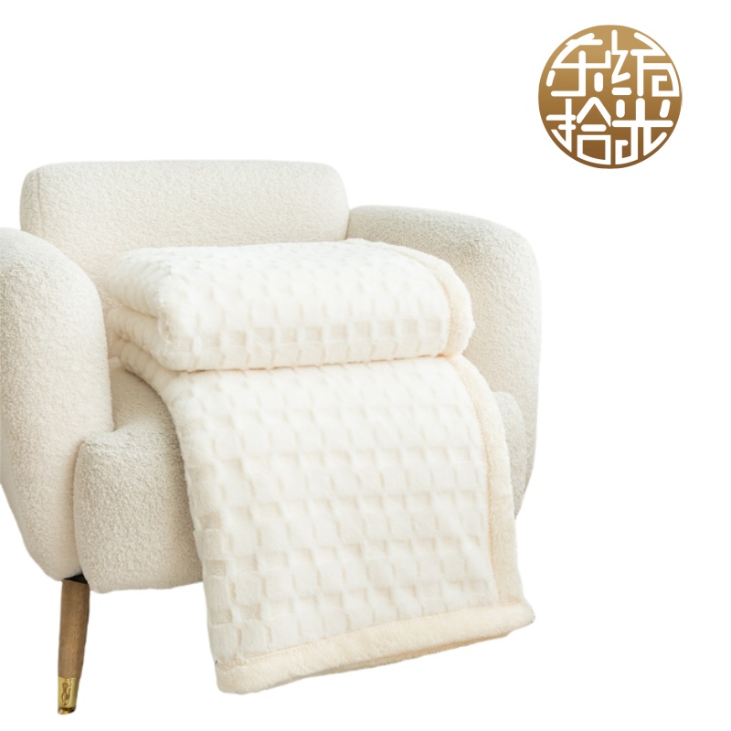 东纺拾光DF1039 轻奢珊瑚绒毯子150*70cm(计价单位:件)米白色高清大图