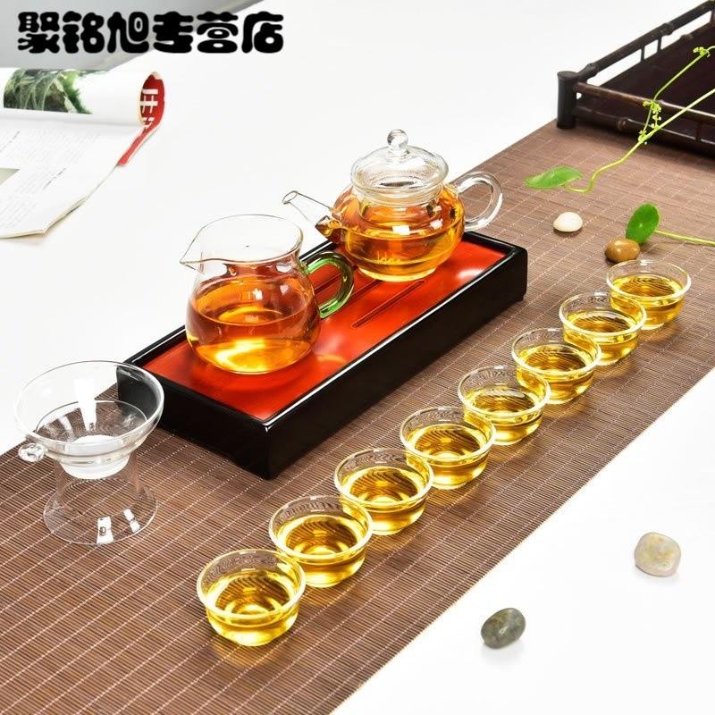 耐热玻璃红茶泡茶器过虑双耳杯花茶壶冲茶器陶瓷功夫茶具套装礼品生活日用家庭清洁生活日用家居器皿水具/水杯茶具水